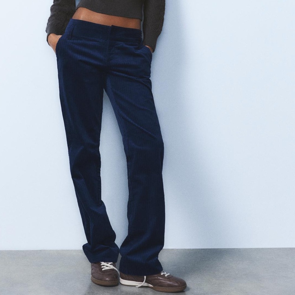 Zara Navy Straight Leg cords